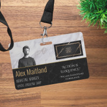 Custom Corporate Logo Security ID Elegant Marble 