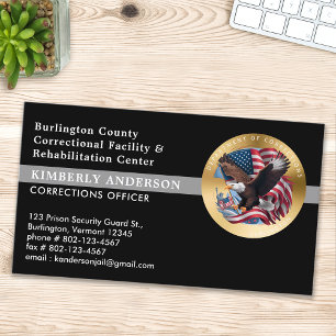 Custom Correctional Department Prison Guard Logo Business Card