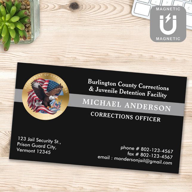 Custom Correctional Officer Jail Security Logo Magnetic Business Card (Creator Uploaded)