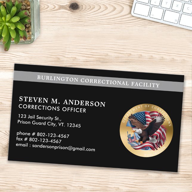 Custom Corrections Dept Parole Officer Prison Logo Business Card (Creator Uploaded)