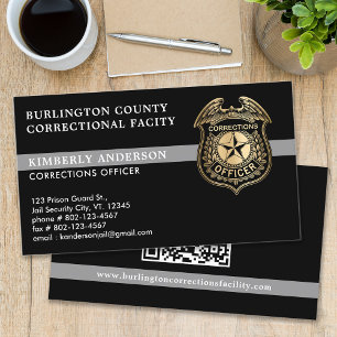 Custom Corrections Dept. Parole Officer QR code Business Card