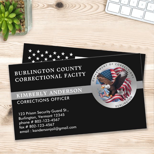 Custom Corrections Officer Parole Jailer Logo Business Card (Creator Uploaded)