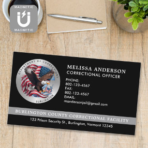 Custom Corrections Officer Prison Guard Jail Logo Magnetic Business Card