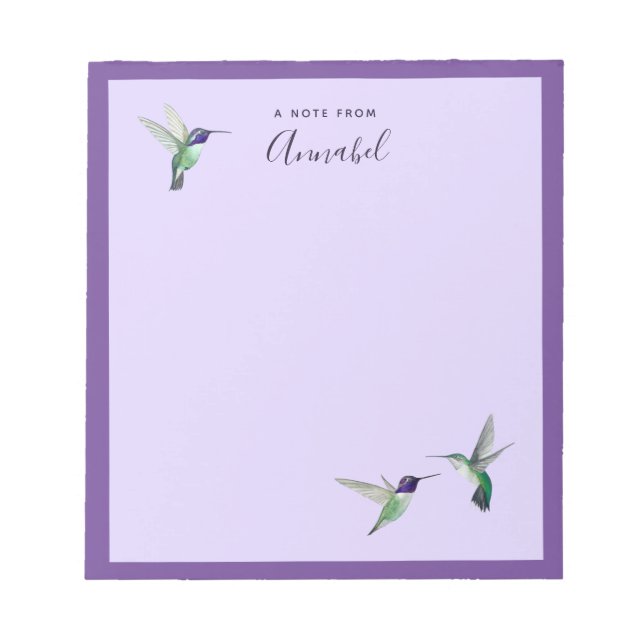 Custom Costa's Hummingbirds Notepad (Front)