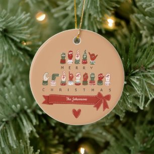 Custom Cosy ASL Merry Christmas Ceramic Ornament