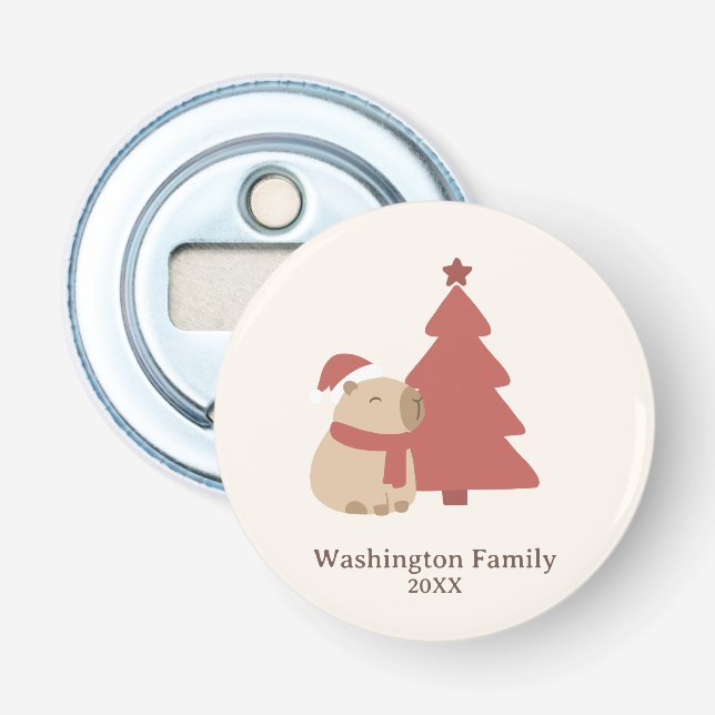 Custom Cosy Capybara Christmas Bottle Opener (Front)