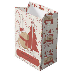 Custom Cosy Capybara Christmas Medium Gift Bag