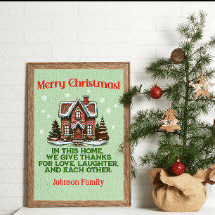 Custom Cosy Christmas Cottage Family Sign