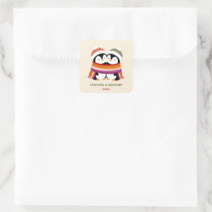 Custom Cosy Lesbian Penguins Christmas Square Sticker