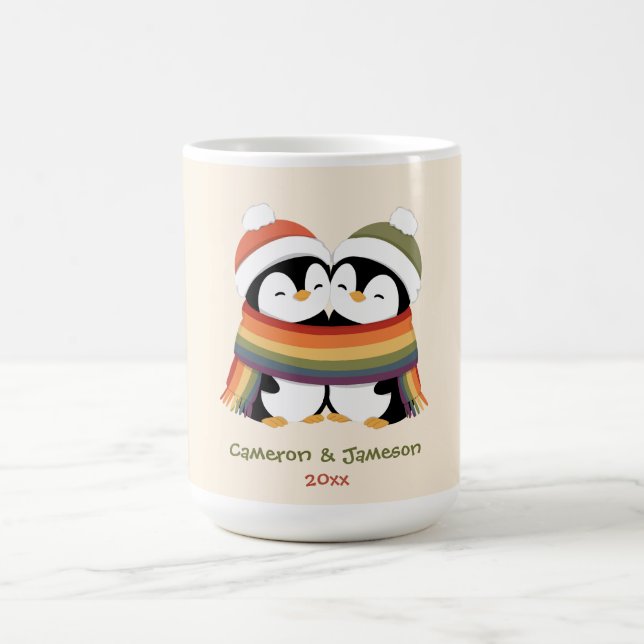 Custom Cosy Pride Penguins Christmas Coffee Mug (Center)