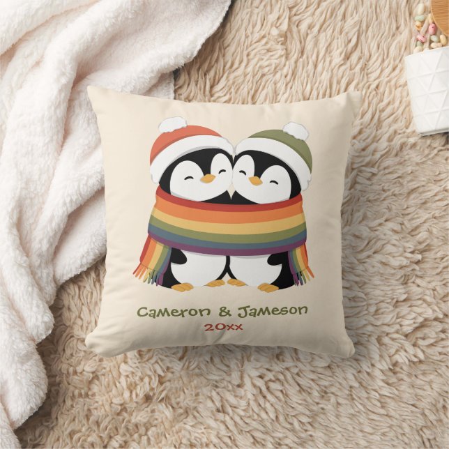 Custom Cosy Pride Penguins Christmas Cushion (Blanket)