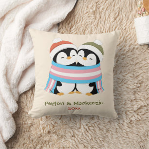 Custom Cosy Trans Penguins Christmas Cushion
