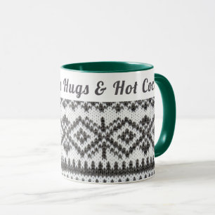 Custom Cosy Ugly Sweater   Hugs & Hot Cocoa  Mug