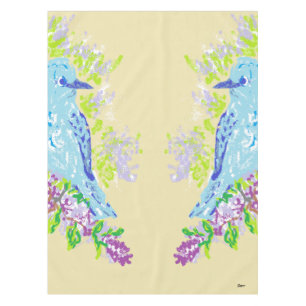Custom Cotton Tablecloth, 52"x70" Blue Birds Tablecloth