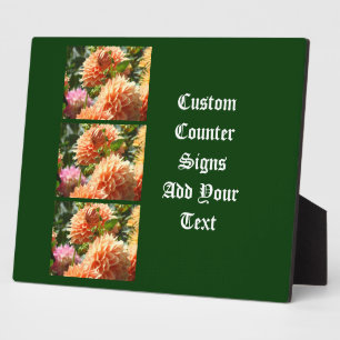Custom Counter Signs Plaques Orange Dahlia Flowers