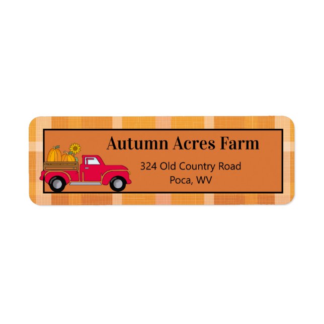 Custom Country Autumn Farm Fall Return Address Label (Front)