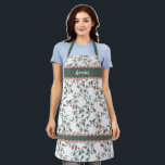 Custom Country Cottage Garden Floral Art Pattern Apron<br><div class="desc">Pretty cute cottage country farmhouse style white on fern green leaves and vintage dusty blush pink floral tartan pattern design. With room to personalise or customise with a name, or short text, of your choice. Unique, pretty, decorative, fashionable and trendy birthday or Christmas gift for your loved ones, kids, friends...</div>