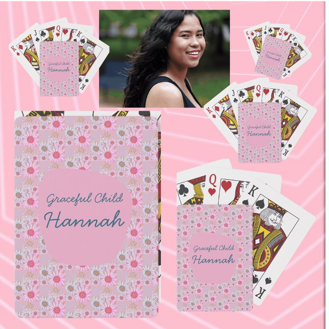 Custom Country Pink & White Daisy Pattern Painting Playing Cards (Creator Uploaded)