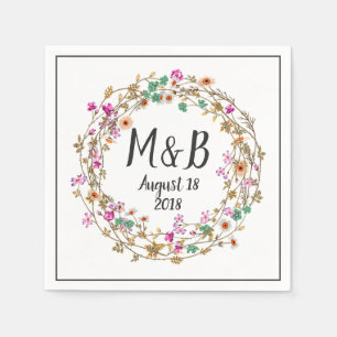 Custom Country Style Floral Wreath Art Motif Napkin