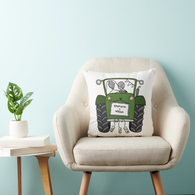 Custom Country Wedding Green Tractor Cushion (Chair)