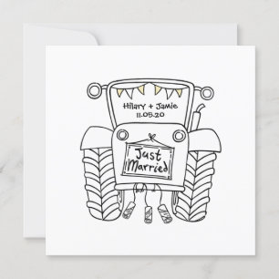 Custom Country Wedding Tractor Evening Invitation