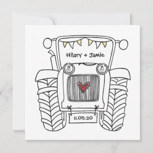Custom Country Wedding Tractor Invitation