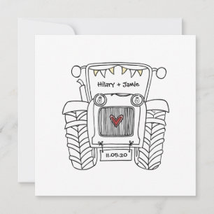Custom Country Wedding Tractor Invitation