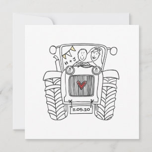 Custom Country Wedding Tractor Invitation