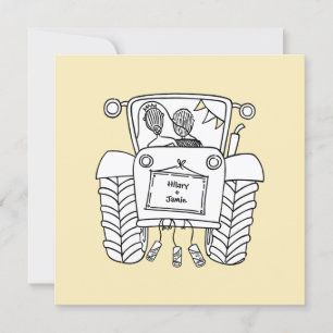 Custom Country Wedding Tractor Invitation