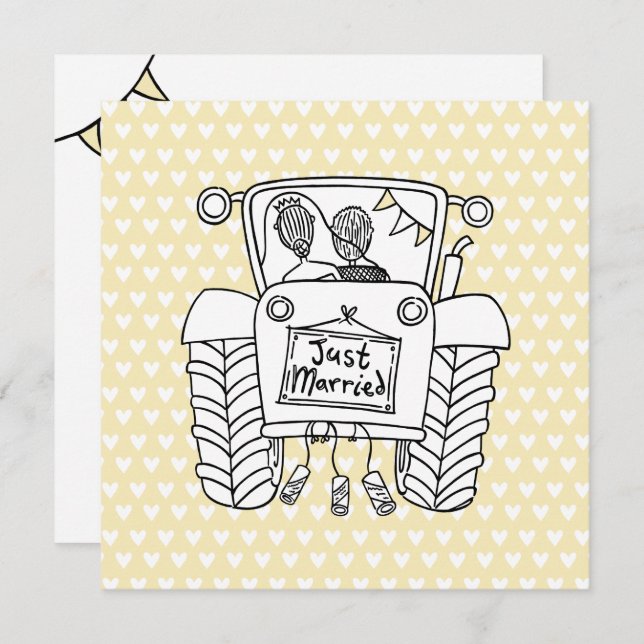 Custom Country Wedding Tractor Invitation (Front/Back)