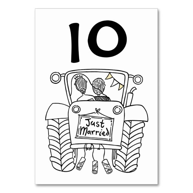 Custom Country Wedding Tractor Table Number (Front)