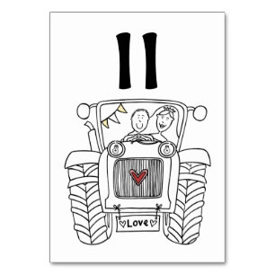 Custom Country Wedding Tractor Table Number