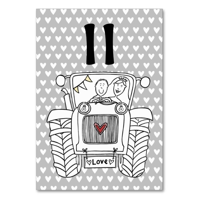 Custom Country Wedding Tractor Table Number (Front)