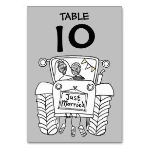 Custom Country Wedding Tractor Table Number