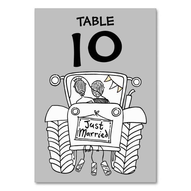 Custom Country Wedding Tractor Table Number (Front)