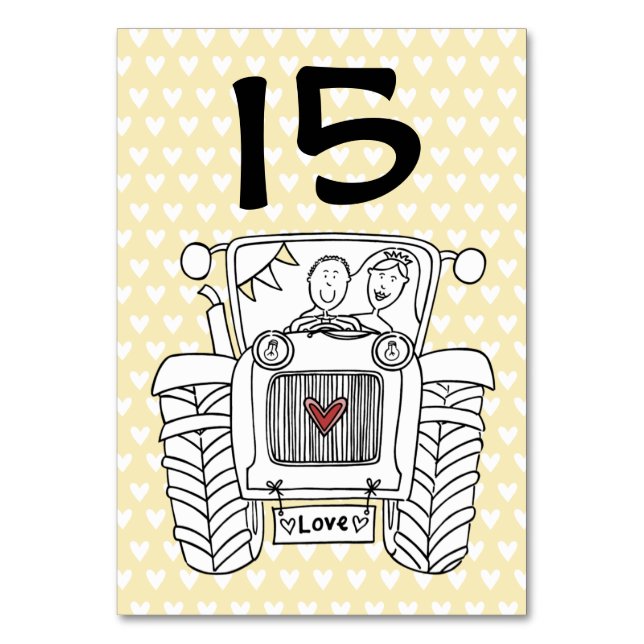 Custom Country Wedding Tractor Table Number (Front)