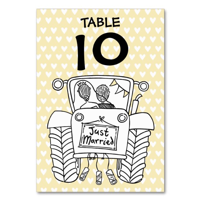 Custom Country Wedding Tractor Table Number (Front)