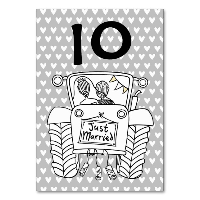 Custom Country Wedding Tractor Table Number (Front)
