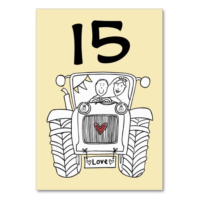 Custom Country Wedding Tractor Table Number (Front)