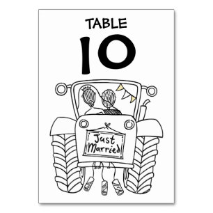 Custom Country Wedding Tractor Table Number