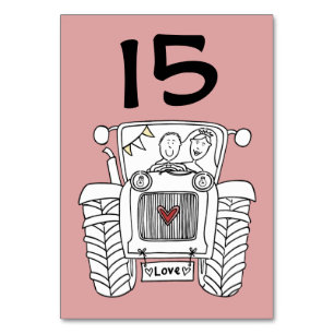 Custom Country Wedding Tractor Table Number
