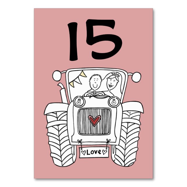 Custom Country Wedding Tractor Table Number (Front)