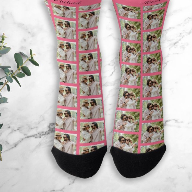 Custom couple 2 photos and names unique socks (Creator Uploaded)