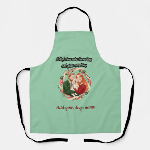 Custom Couple And Golden Retriever Portrait Apron