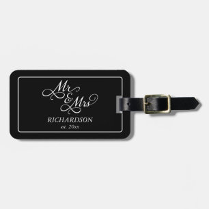Custom Couple Black and White Luggage Tag