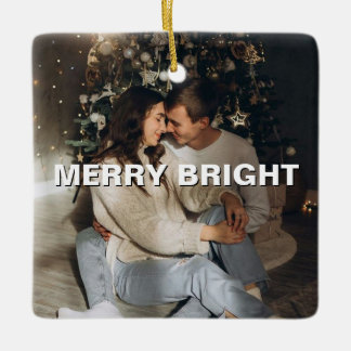 Custom Couple Christmas Ceramic Square Ornament