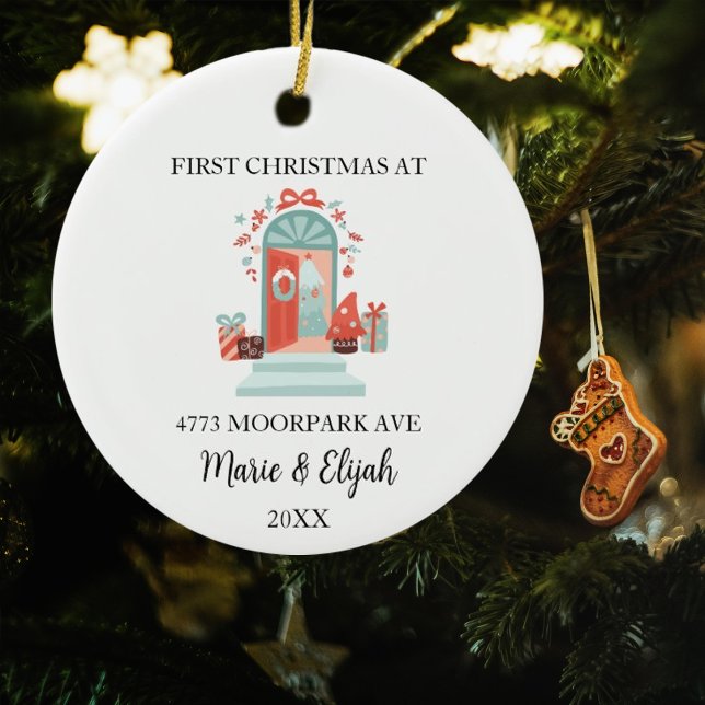 Custom Couple First Christmas Ceramic Ornament (Creator Uploaded)