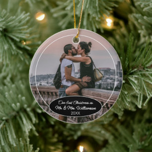 Custom Couple First Christmas Classic Personalised Ceramic Ornament