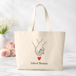 Custom Couple Holding Hands Tote Bag Gift