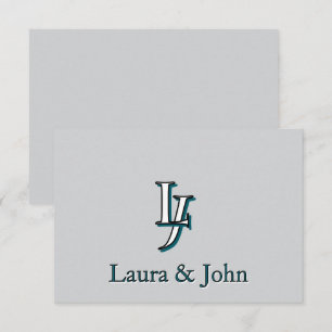 Custom Couple Initials and Names Flat Card